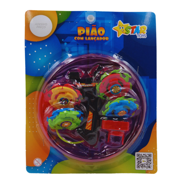 Brinquedo Pião com Lançador 7 pcs